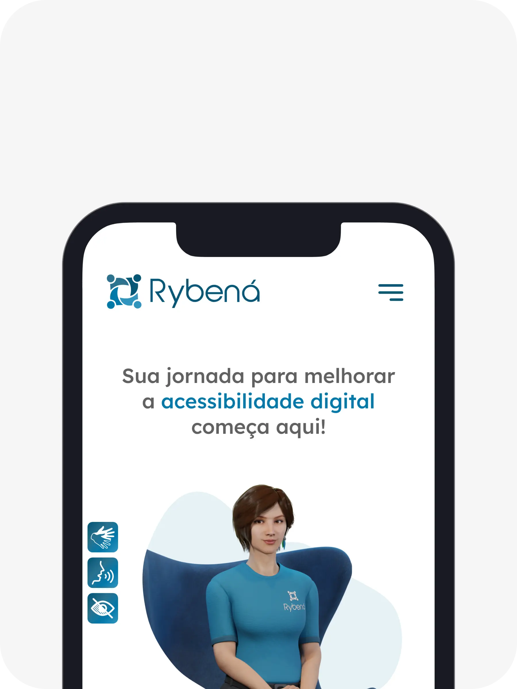 Topo do site mobile da Rybena